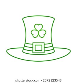 line icon irish hat with shamrock symbol design vector illustration