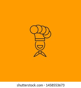 Line сook icon isolated, hat and face of chef, graphic element of menu for cafe, restaurant. Vector illustration