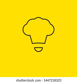 Line сook icon isolated, hat and smile of chef, minimal graphic element of menu for cafe, restaurant. Vector illustration