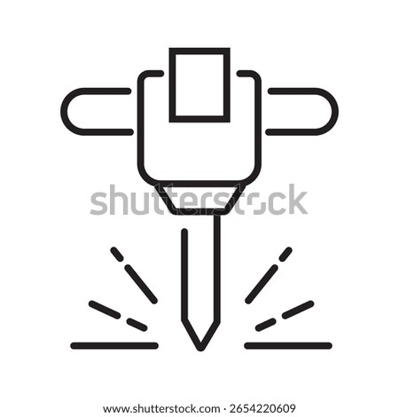 Line icon of jackhammer tool used in demolition and concrete breaking. Editable stroke. vector illustration