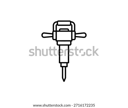 Line icon of a jackhammer tool used in construction and demolition