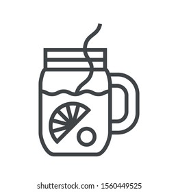 Line icon jar of mulled wine. Simple vector illustration with ability to change.