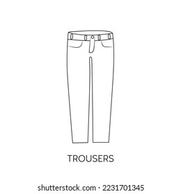 Line Icon Jeans Pants Vector illustartion. Outline man trousers linear vector icon isolated on white background. Hand drawn Modern Trousers Pants for men