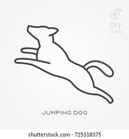 Line icon jumping dog