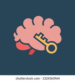 Line icon key to brain