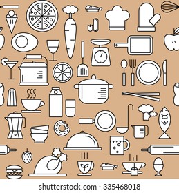 line icon kitchen concept ,seamless background