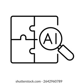 Line icon of knowledge gap detection AI with editable stroke for learning improvement diagnostics