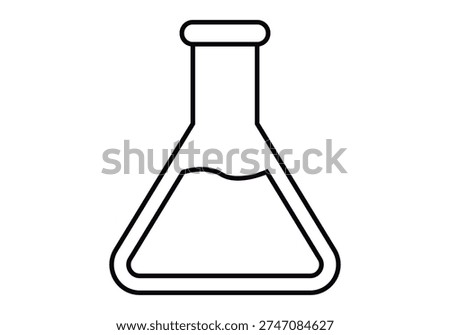 Line icon of a laboratory flask with liquid