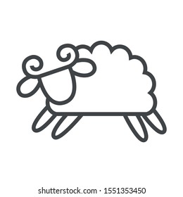Line icon lamb in jump. Simple vector illustration with ability to change.