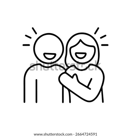 line icon laughing couple vector on white background
Vector line icon on white background