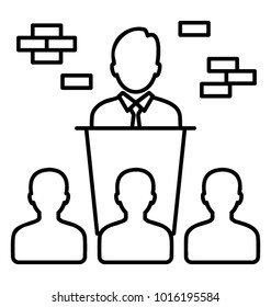 
Line icon lecture, debate
