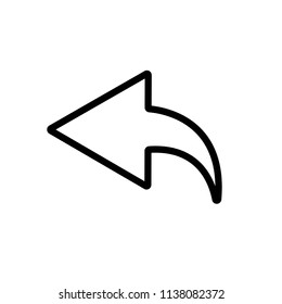 Line icon left arrow isolated on white background. Vector illustration.