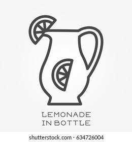 Line icon lemonade in bottle