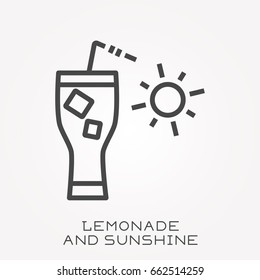 Line icon lemonade and sunshine