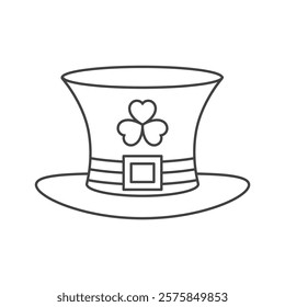 line icon Leprechaun hat symbol of Irish culture, often worn on St. Patrick's Day