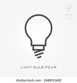 Line icon light bulb pear