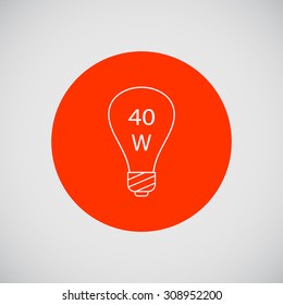 Line icon of lightbulb with 40W power sign inside
