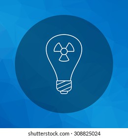 Line icon of lightbulb with radiation sign inside