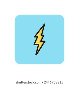 Line icon of lightning bolt symbol. Thunderbolt, high voltage, electric charge. Energy symbol. Can be used for pictograms, web icons, emblems