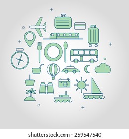 line icon linear style in travel symbol and tourism sign, vector illustration 
