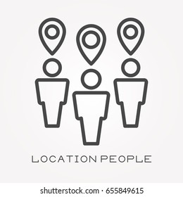 Line icon location people