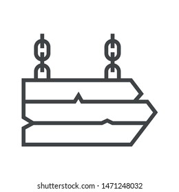 Line icon long wooden sign. With the ability to change the line thickness.