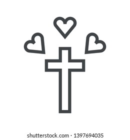 Line icon love of catholicism. Simple vector illustration with ability to change.