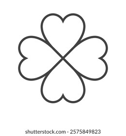line icon love four leaf clover icon symbol vector