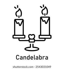 Um ícone de linha de candelabros encantadores 