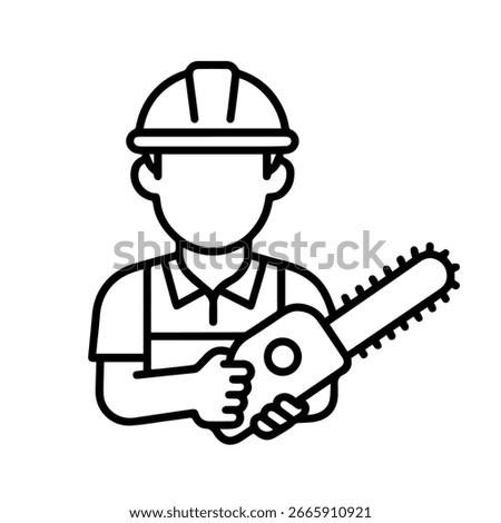Line icon lumberjack with saw vector on white background
Vector line icon on white background