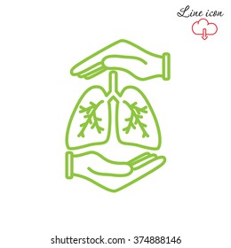 Line icon- lungs  protection