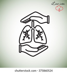 Line icon- lungs  protection