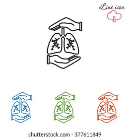 Line icon- lungs  protection