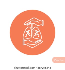 Line icon- lungs  protection