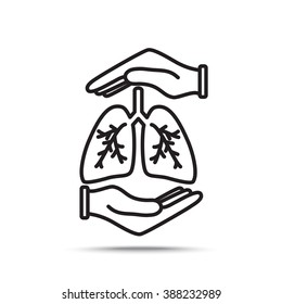 Line icon- lungs  protection