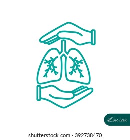 Line icon- lungs  protection