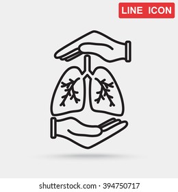 Line icon- lungs  protection