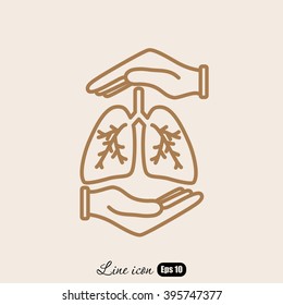 Line icon- lungs  protection