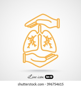 Line icon- lungs  protection