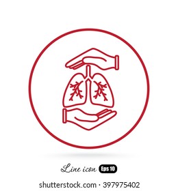 Line icon- lungs  protection
