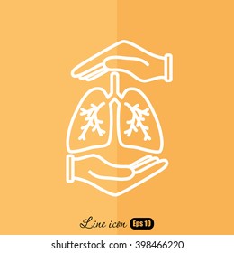 Line icon- lungs  protection