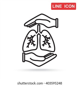 Line icon- lungs  protection