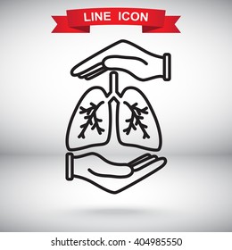 Line icon- lungs  protection
