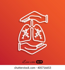 Line icon- lungs  protection