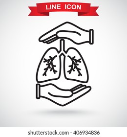 Line icon- lungs  protection