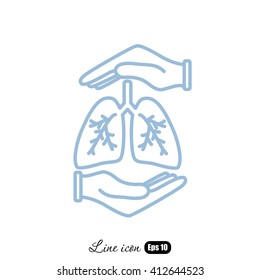 Line icon- lungs  protection
