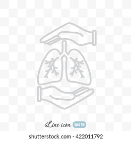 Line icon- lungs  protection