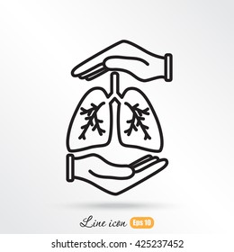 Line icon- lungs  protection