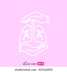 Line icon- lungs  protection