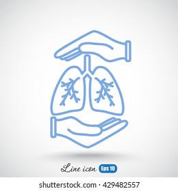 Line icon- lungs  protection